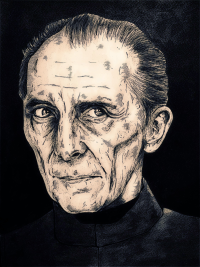 Peter Cushing, Grand Moff Wilhuff Tarkin, Star Wars, ink, sketching, monkeyswithbrushes